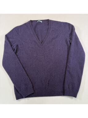 Malo Cashmere Sweater Womens L Purple V Neck Italy Luxury Knit Pullover